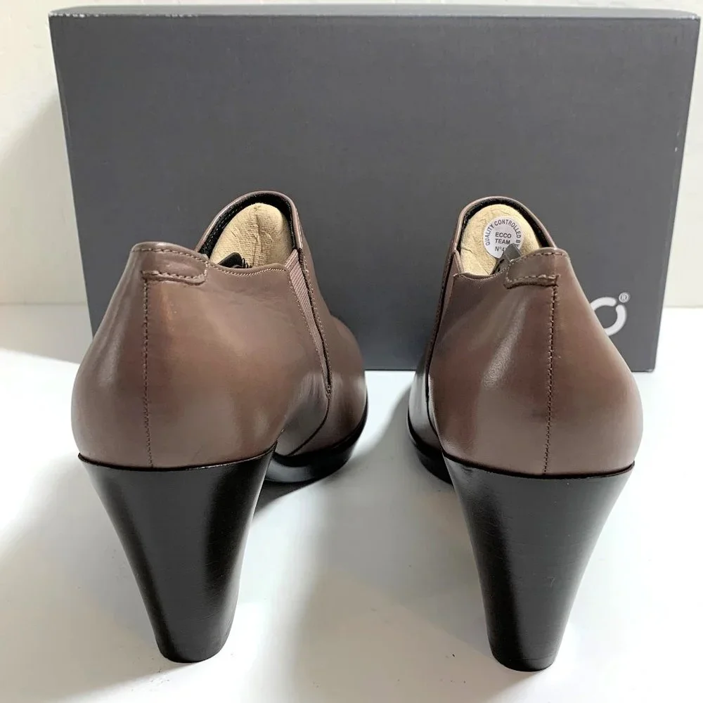 Ecco Shape 55 Plateau Stack Boots Leather Heels Booties Brown Size 40 US 9 - 9.5